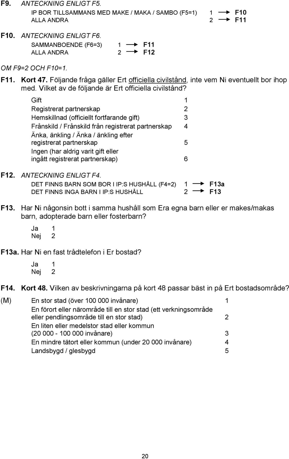 Gift 1 Registrerat partnerskap 2 Hemskillnad (officiellt fortfarande gift) 3 Frånskild / Frånskild från registrerat partnerskap 4 Änka, änkling / Änka / änkling efter registrerat partnerskap 5 Ingen