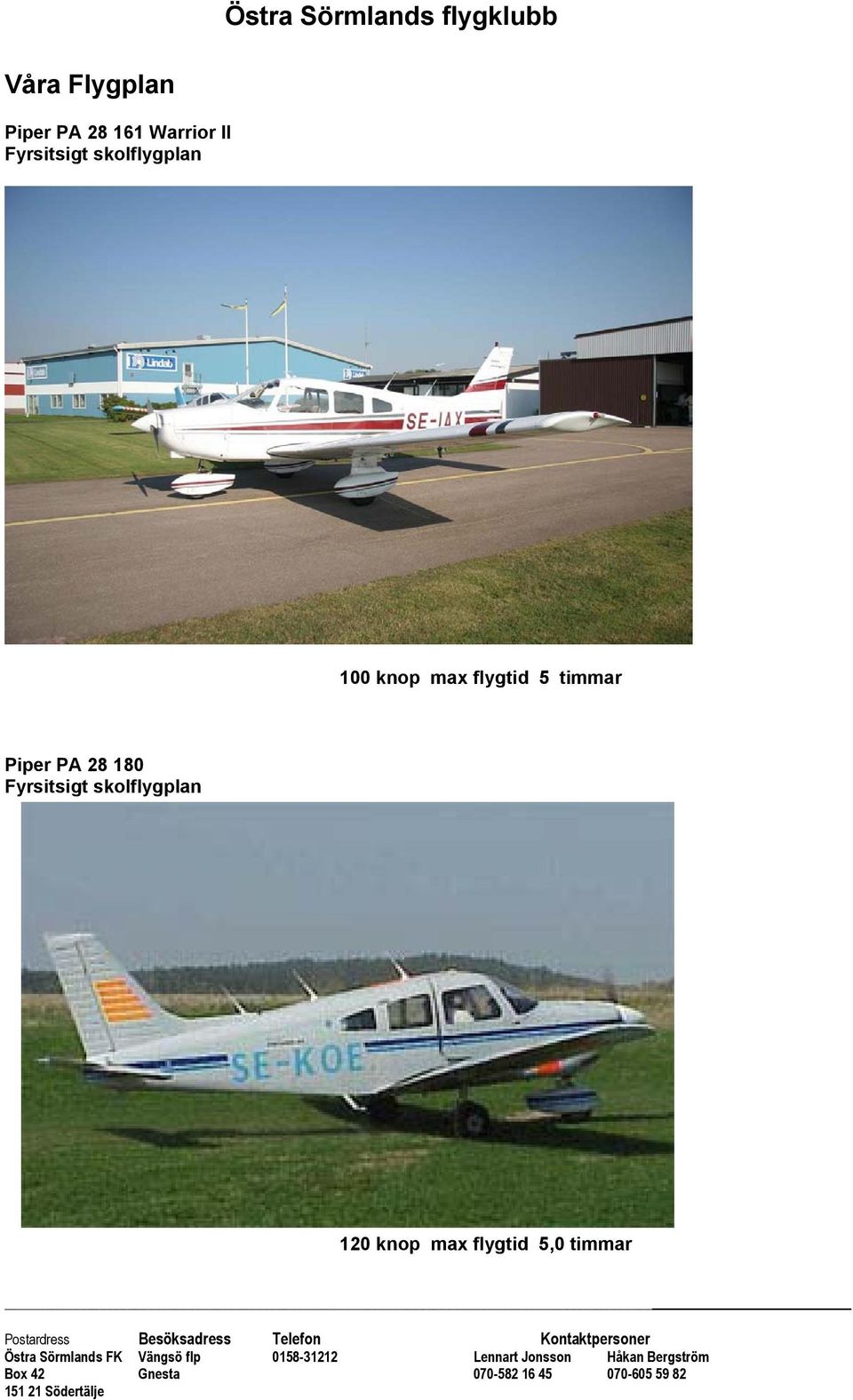 flygtid 5 timmar Piper PA 28 180