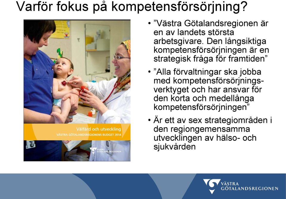 Den långsiktiga kompetensförsörjningen är en strategisk fråga för framtiden Alla förvaltningar ska