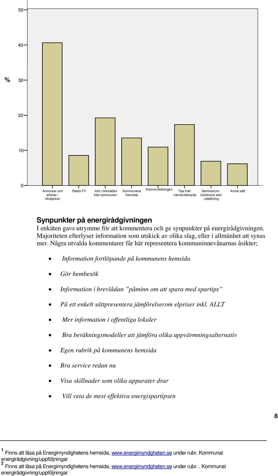 Majoriteten efterlyser information som utskick av olika slag, eller i allmänhet att synas mer.