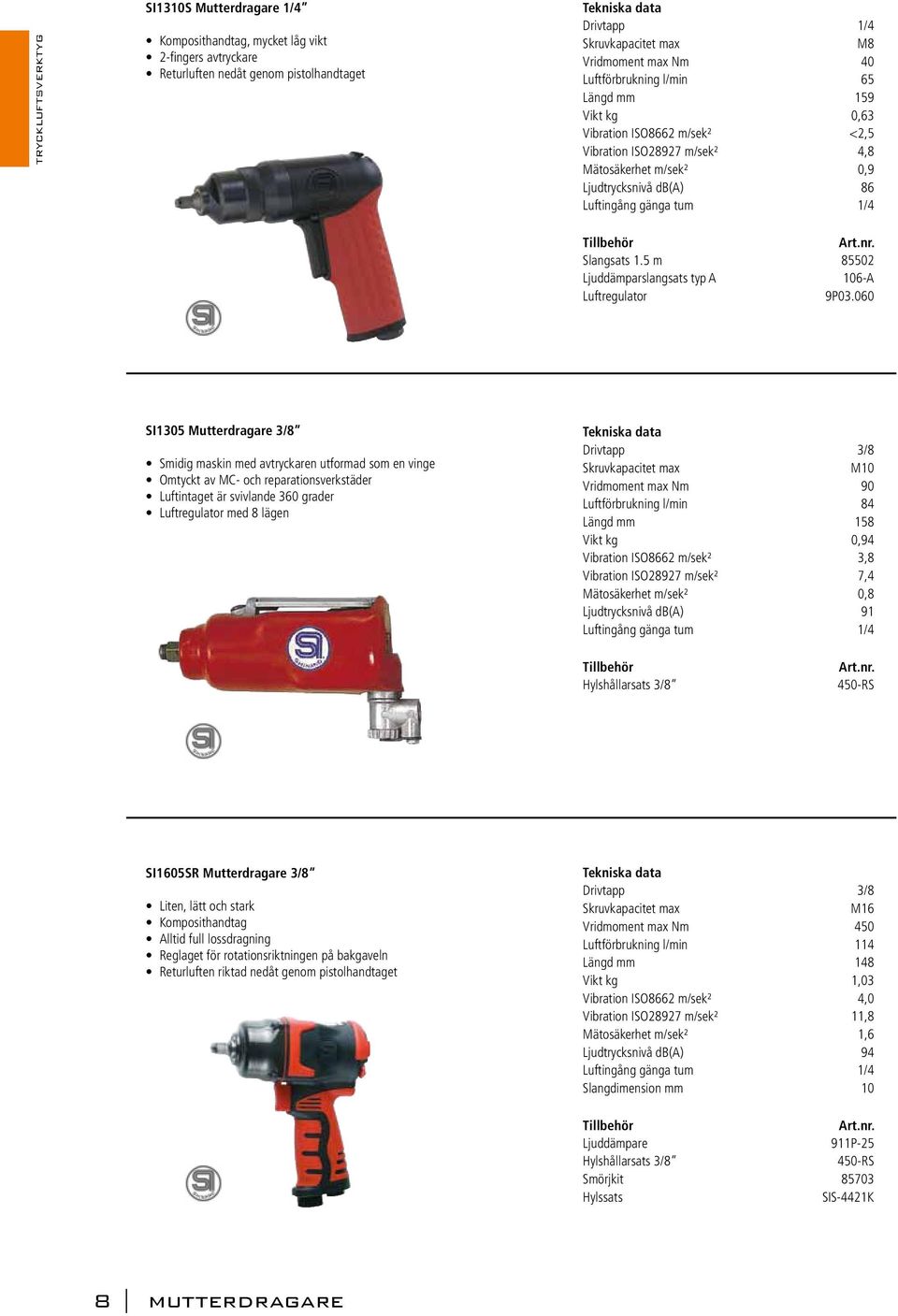 5 m 85502 Ljuddämparslangsats typ A 106-A Luftregulator 9P03.