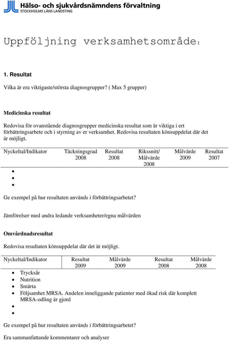 Redovisa resultaten könsuppdelat där det är möjligt.