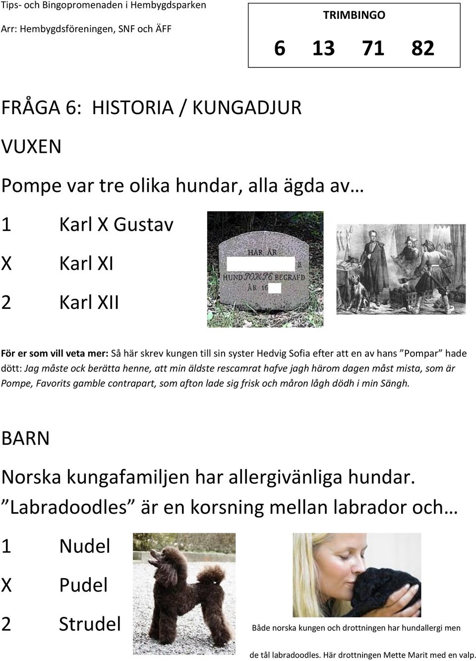 Pompe, Favorits gamble contrapart, som afton lade sig frisk och måron lågh dödh i min Sängh. Norska kungafamiljen har allergivänliga hundar.