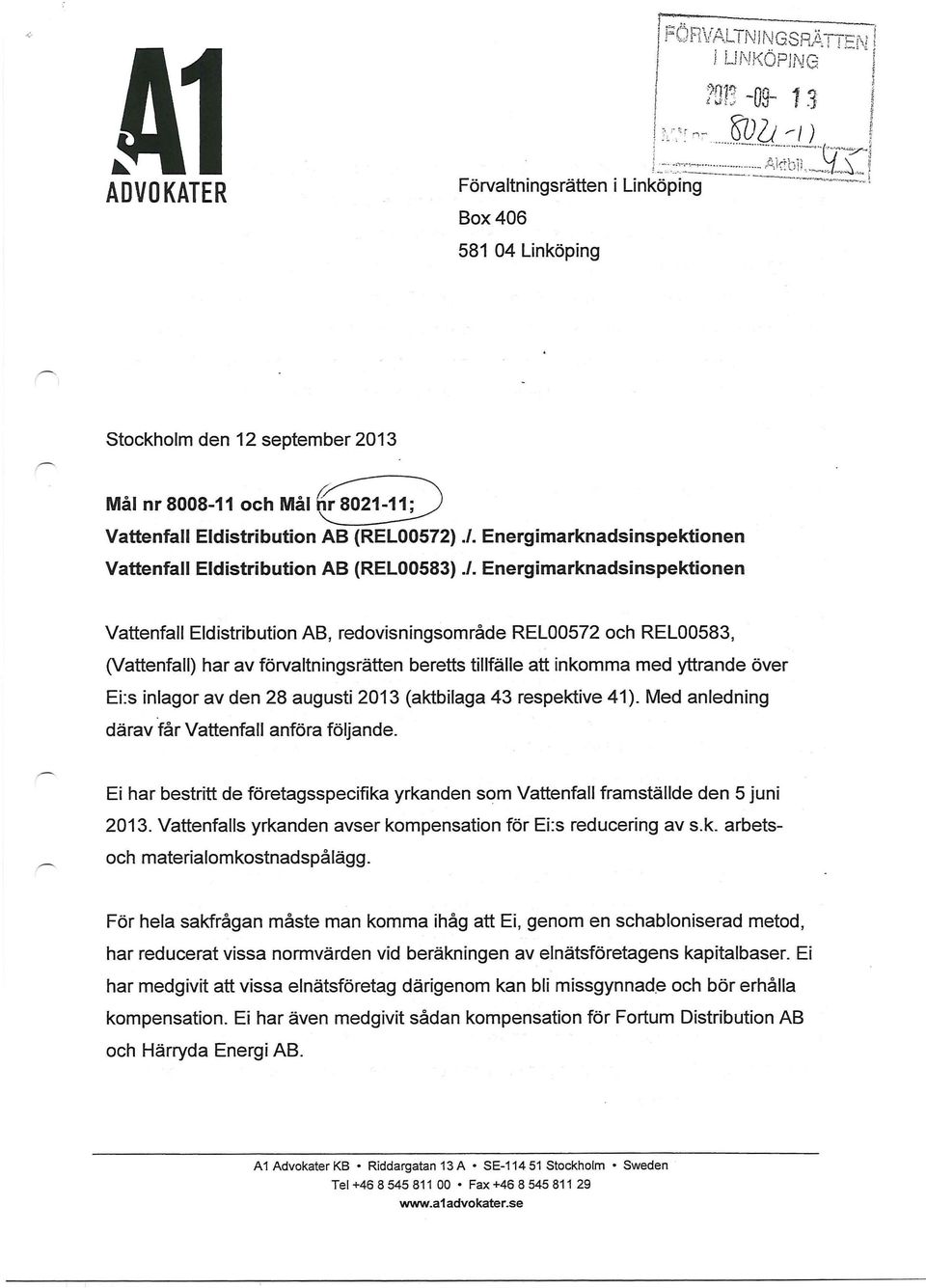 Energimarknadsinspektionen Venfall Eldistribution AB (REL00583)./.