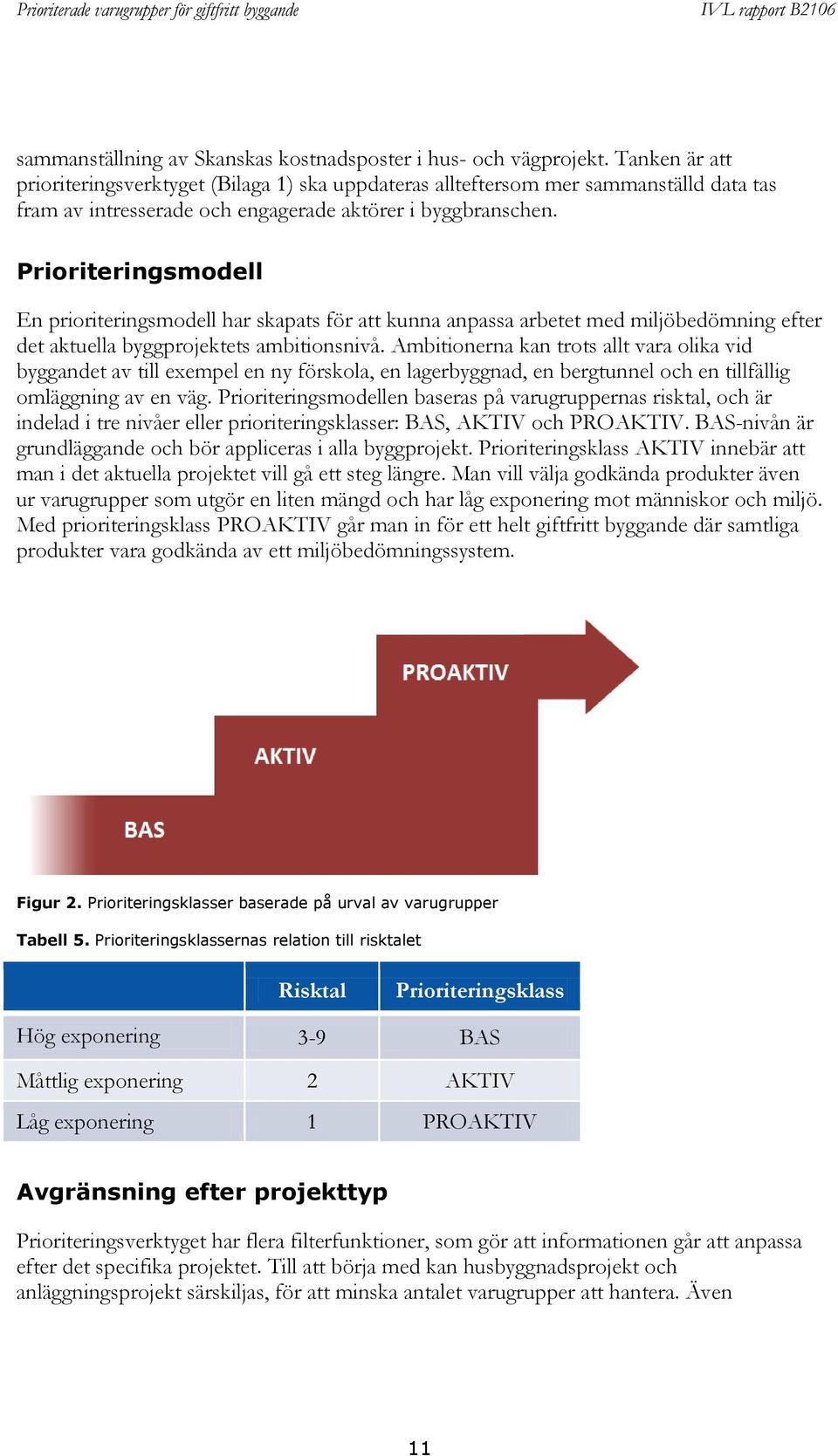 Prioriteringsmodell En prioriteringsmodell har skapats för att kunna anpassa arbetet med miljöbedömning efter det aktuella byggprojektets ambitionsnivå.