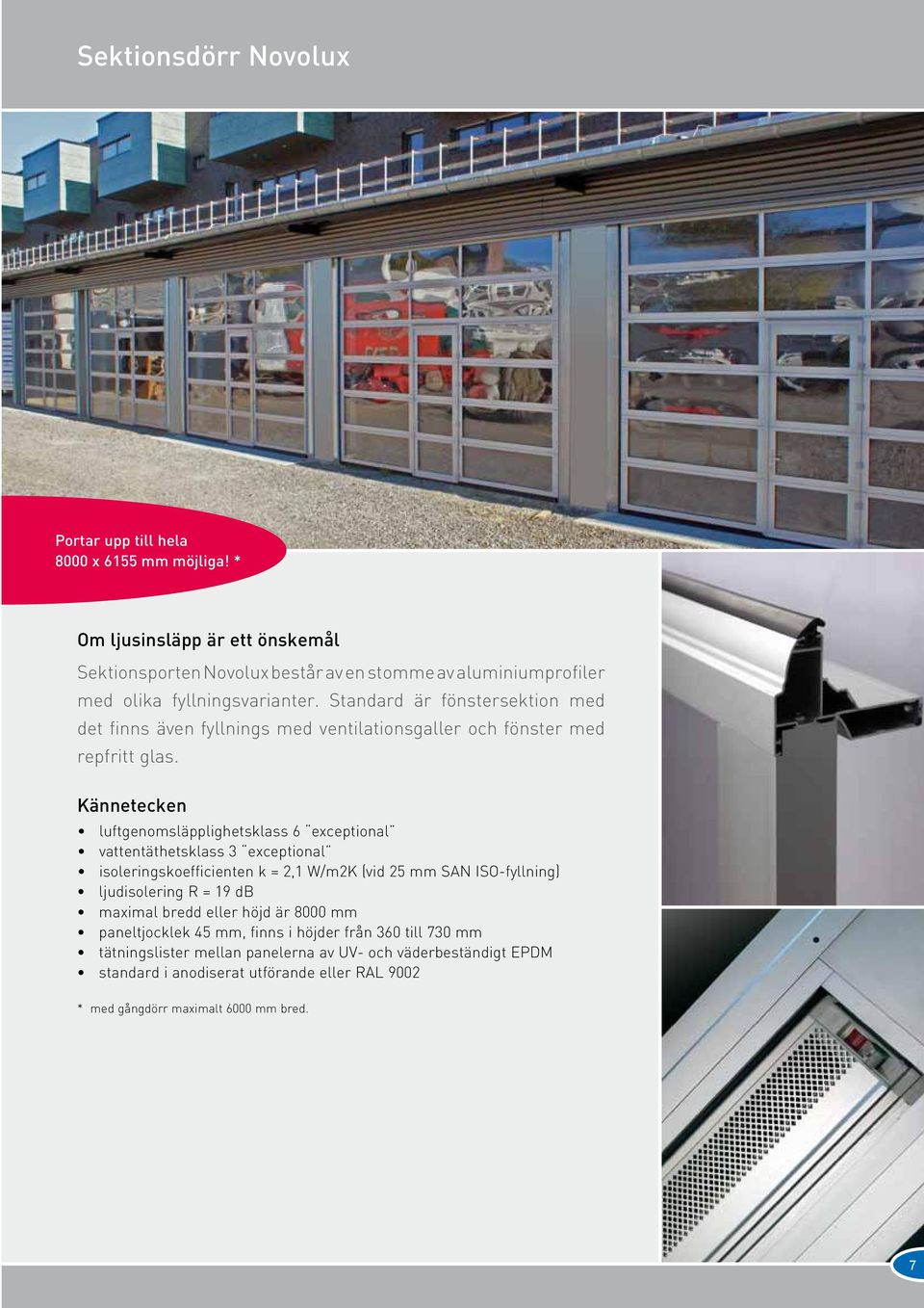 Standard är fönstersektion med det finns även fyllnings med ventilationsgaller och fönster med repfritt glas.