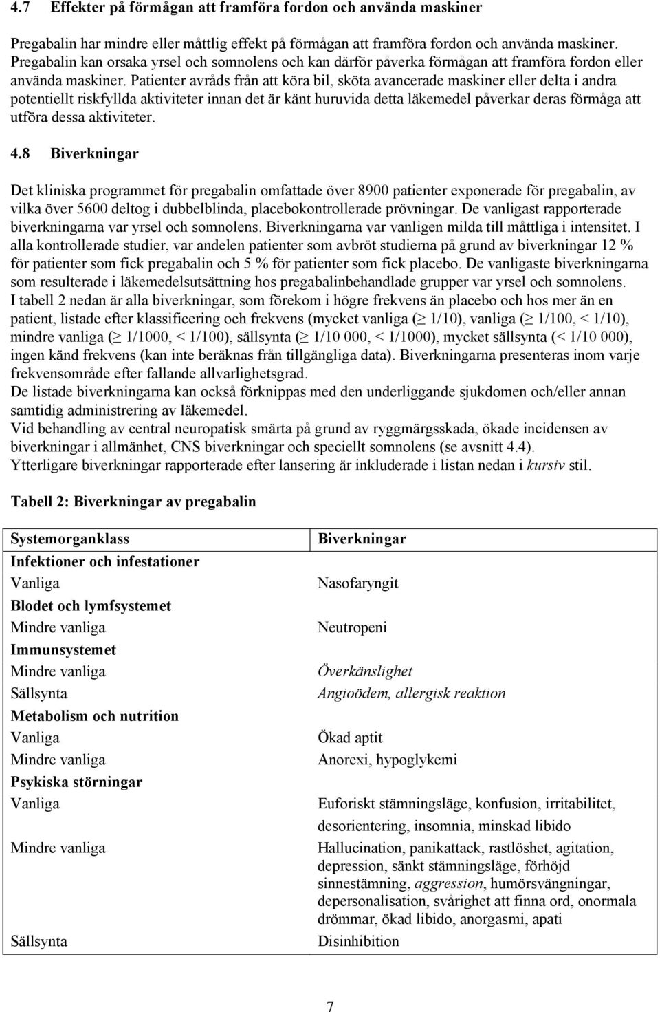 Patienter avråds från att köra bil, sköta avancerade maskiner eller delta i andra potentiellt riskfyllda aktiviteter innan det är känt huruvida detta läkemedel påverkar deras förmåga att utföra dessa