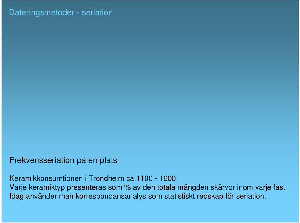 Varje keramiktyp presenteras som % av den totala mängden skärvor