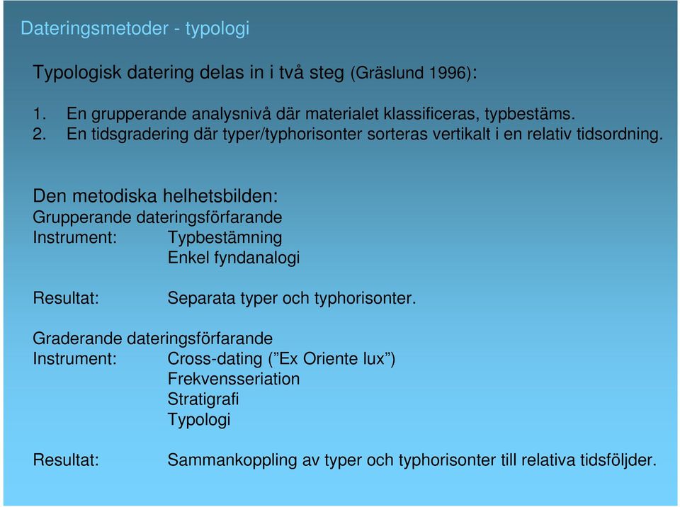 En tidsgradering där typer/typhorisonter sorteras vertikalt i en relativ tidsordning.