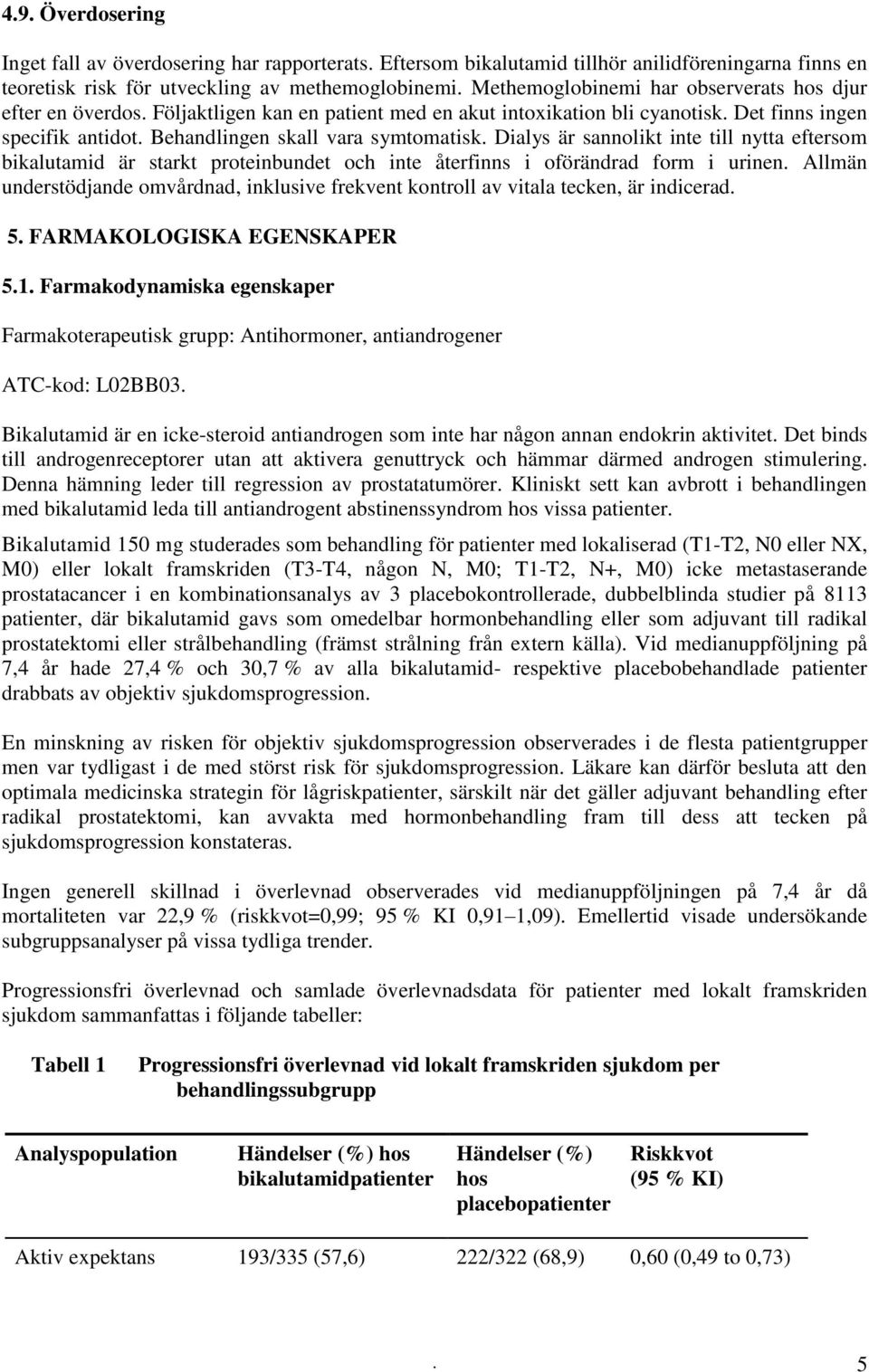 Dialys är sannolikt inte till nytta eftersom bikalutamid är starkt proteinbundet och inte återfinns i oförändrad form i urinen.