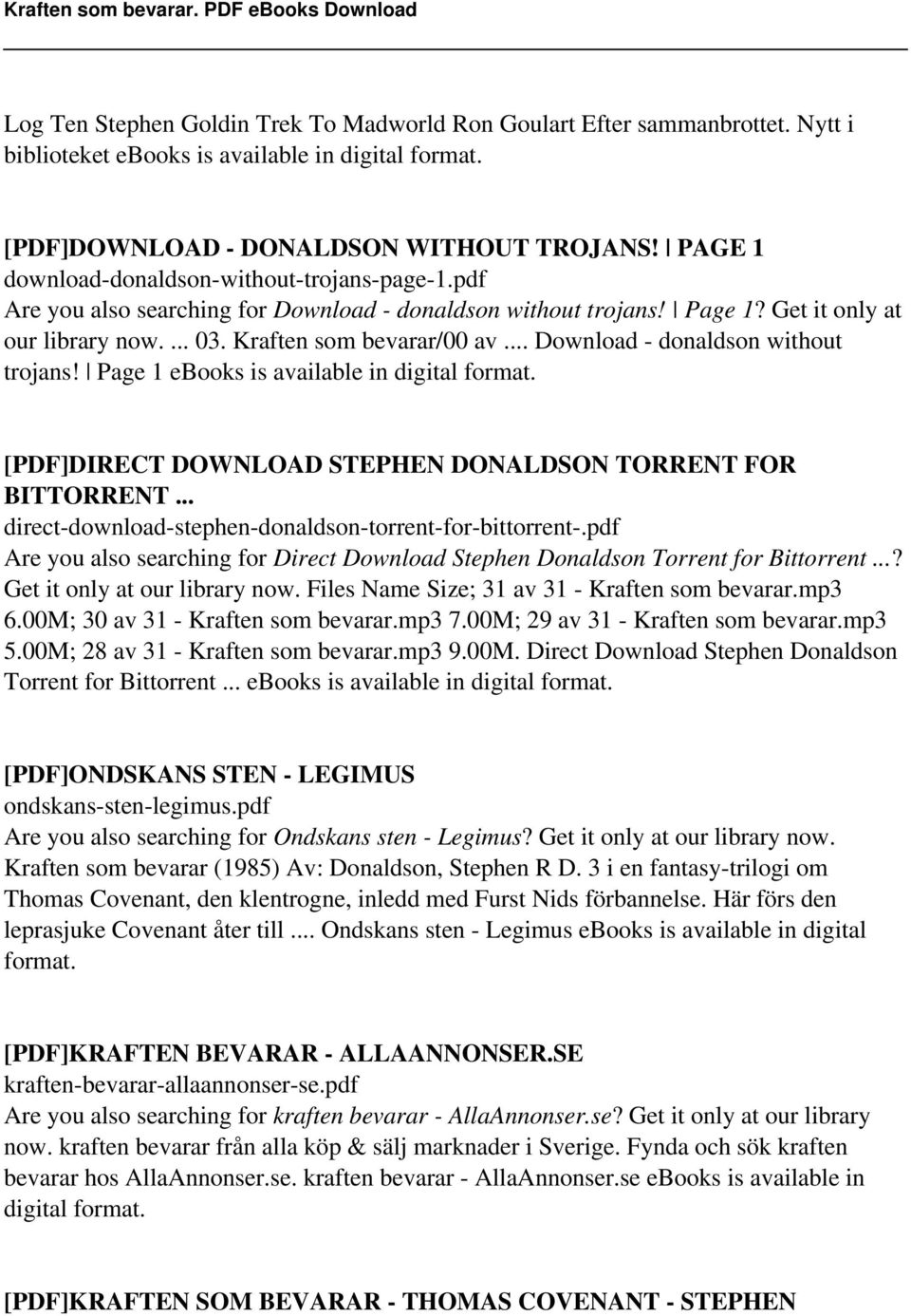 .. Download - donaldson without trojans! Page 1 ebooks is available in digital format. [PDF]DIRECT DOWNLOAD STEPHEN DONALDSON TORRENT FOR BITTORRENT.