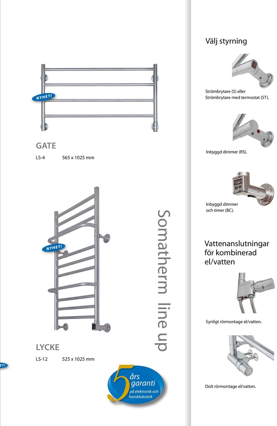 LYCKE LS-12 525 x 1025 mm Somatherm line up Inbyggd dimmer och timer (BC).