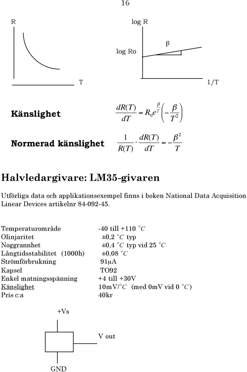 Temperaturområde -40 till +110 o C Olinjaritet ±0,2 o C typ Noggrannhet ±0,4 o C typ vid 25 o C Långtidsstabilitet (1000h) ±0,08 o