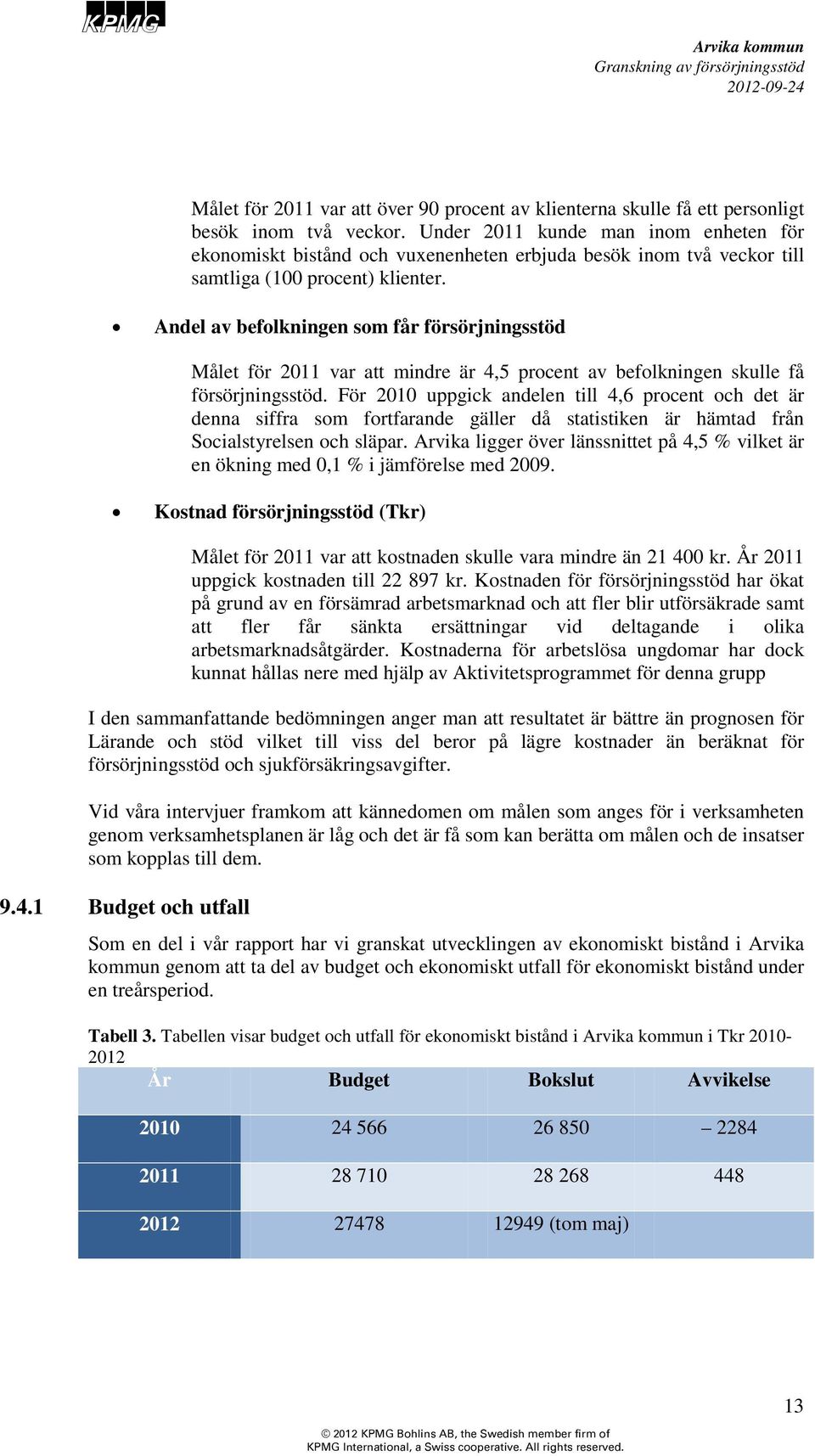 Andel av befolkningen som får försörjningsstöd Målet för 2011 var att mindre är 4,5 procent av befolkningen skulle få försörjningsstöd.