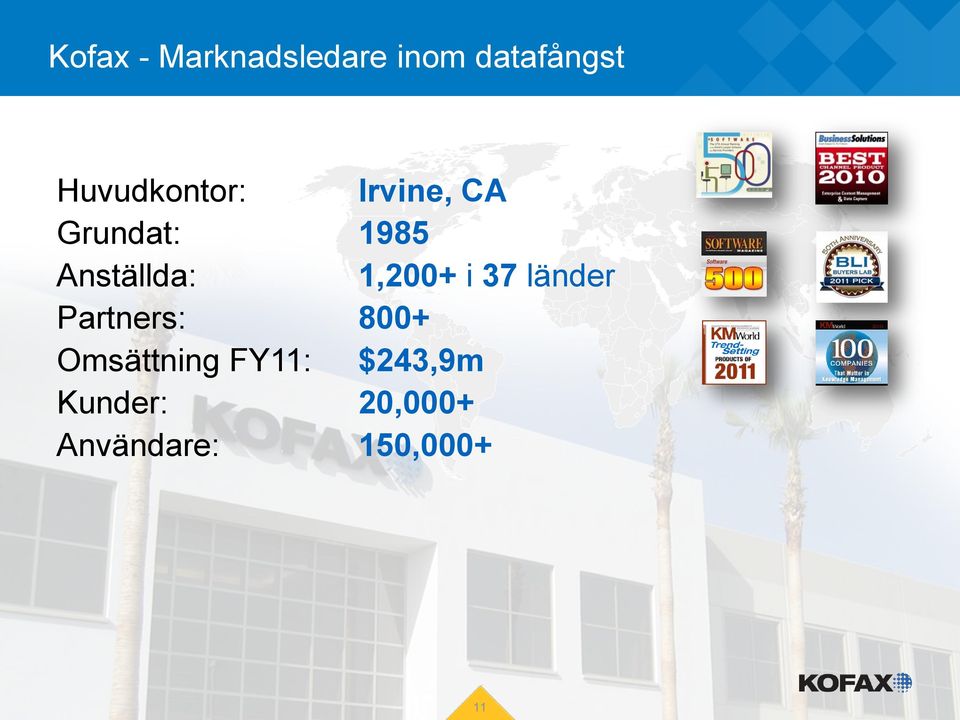 Anställda: 1,200+ i 37 länder Partners: 800+