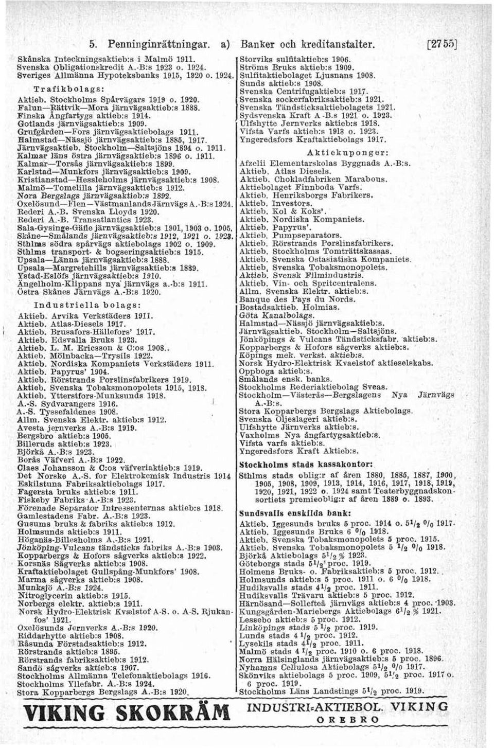 Halmstad-Nässjo j&rnv&gsaktieb:s 1886 1917. Jkrnvägsaktieb. Stockholm-Saltsjöns 18Q4 o. 1911 Kalmar lans bstra jbrnvetgsaktieb:s 1896 o.