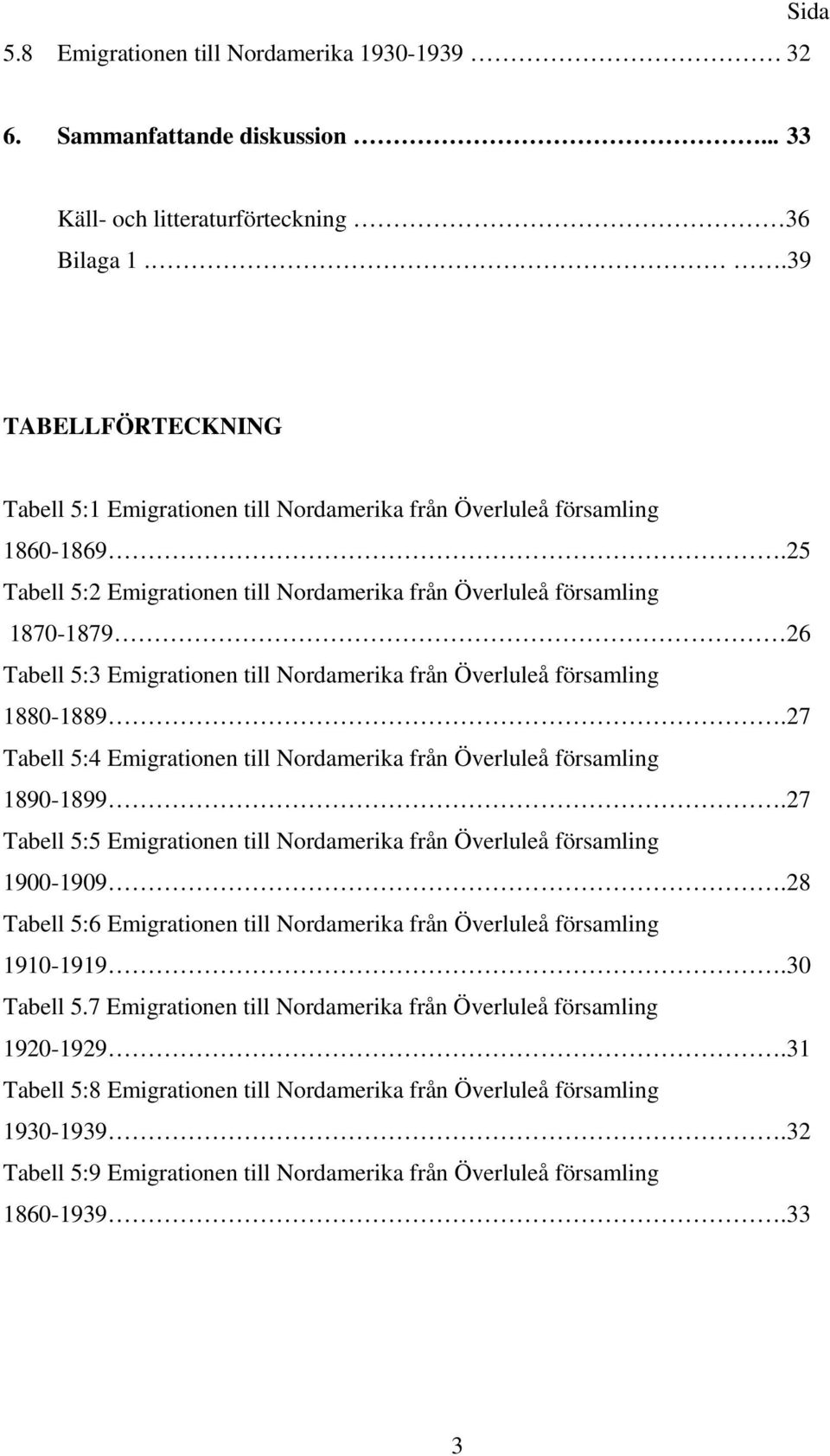 25 Tabell 5:2 Emigrationen till Nordamerika från Överluleå församling 1870-1879 26 Tabell 5:3 Emigrationen till Nordamerika från Överluleå församling 1880-1889.