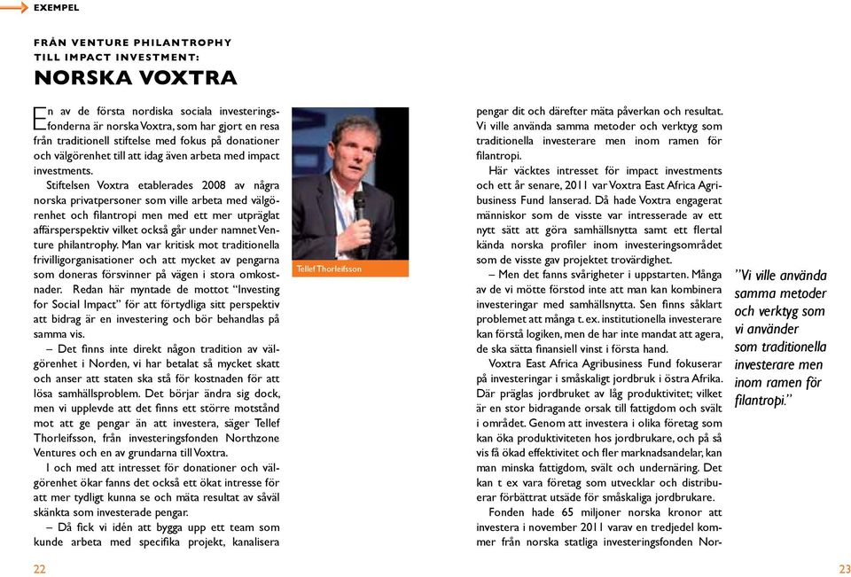 Stiftelsen Voxtra etablerades 2008 av några norska privatpersoner som ville arbeta med välgörenhet och filantropi men med ett mer utpräglat affärsperspektiv vilket också går under namnet Venture