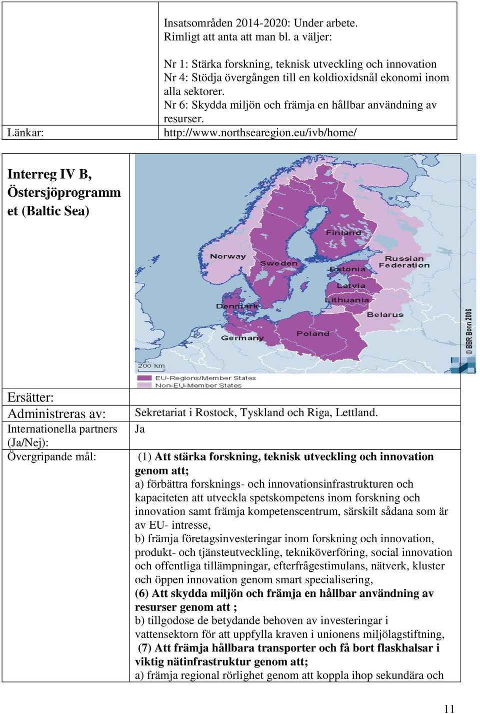 Nr 6: Skydda miljön och främja en hållbar användning av resurser. http://www.northsearegion.