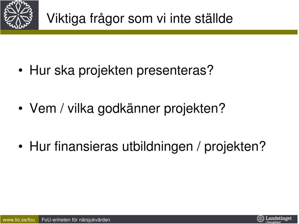 Vem / vilka godkänner projekten?