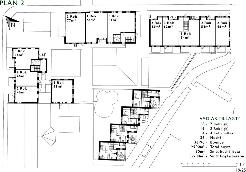 16-2 Rok (lgh) 16-3 Rok (lgh) 4-4 Rok (radhus) 36 - Hushåll 36-90 - Boende 2900m 2 -