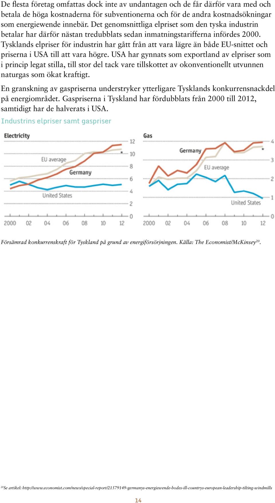 Tysklands elpriser för industrin har gått från att vara lägre än både EU-snittet och priserna i USA till att vara högre.