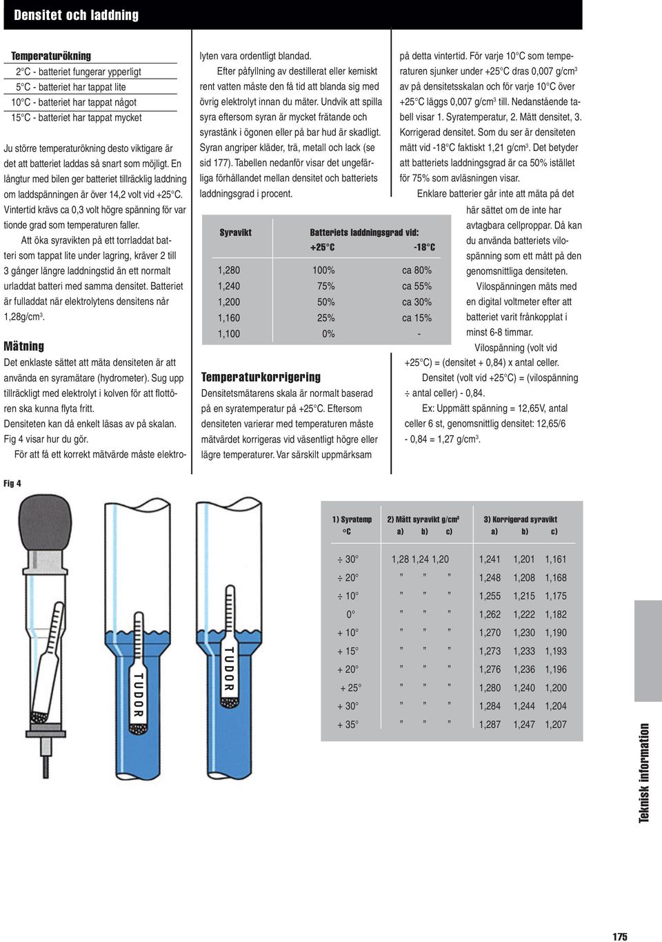 Vintertid krävs ca 0,3 volt högre spänning för var tionde grad som temperaturen faller.