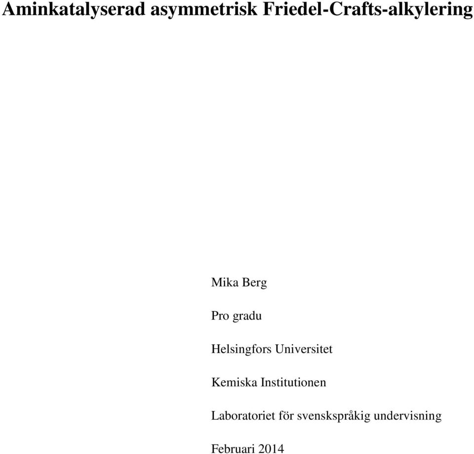 gradu Helsingfors Universitet Kemiska