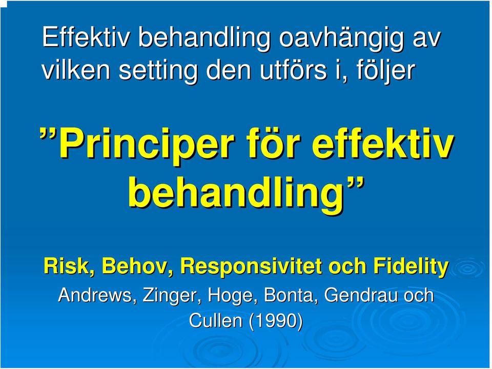 behandling Risk, Behov, Responsivitet och