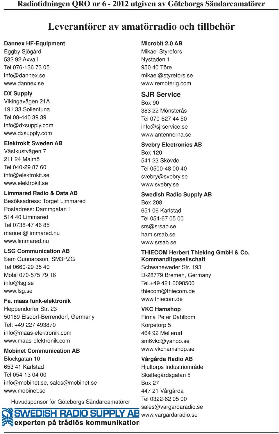 se www.elektrokit.se Limmared Radio & Data AB Besöksadress: Torget Limmared Postadress: Dammgatan 1 514 40 Limmared Tel 0738-47 46 85 manuel@limmared.