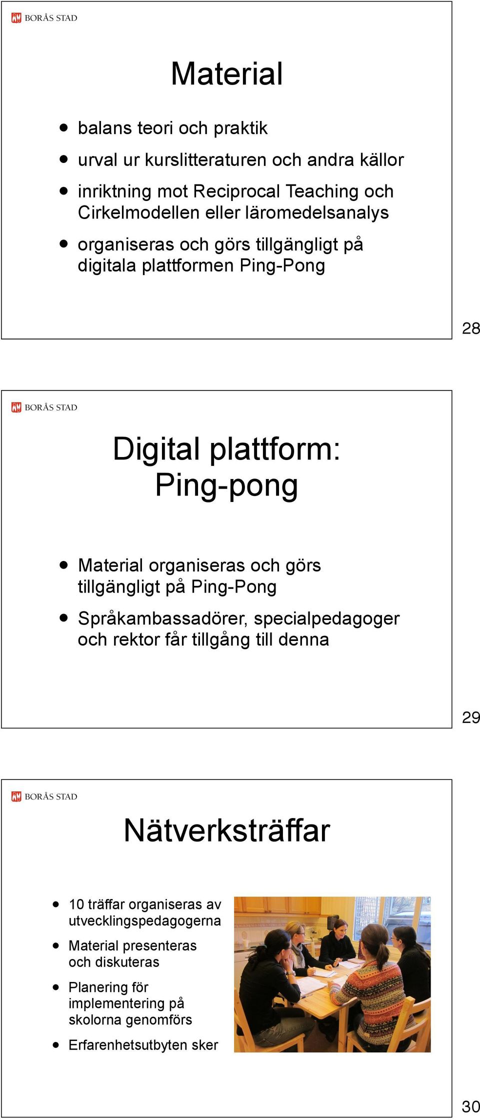 och görs tillgängligt på Ping-Pong Språkambassadörer, specialpedagoger och rektor får tillgång till denna 29 Nätverksträffar 10 träffar