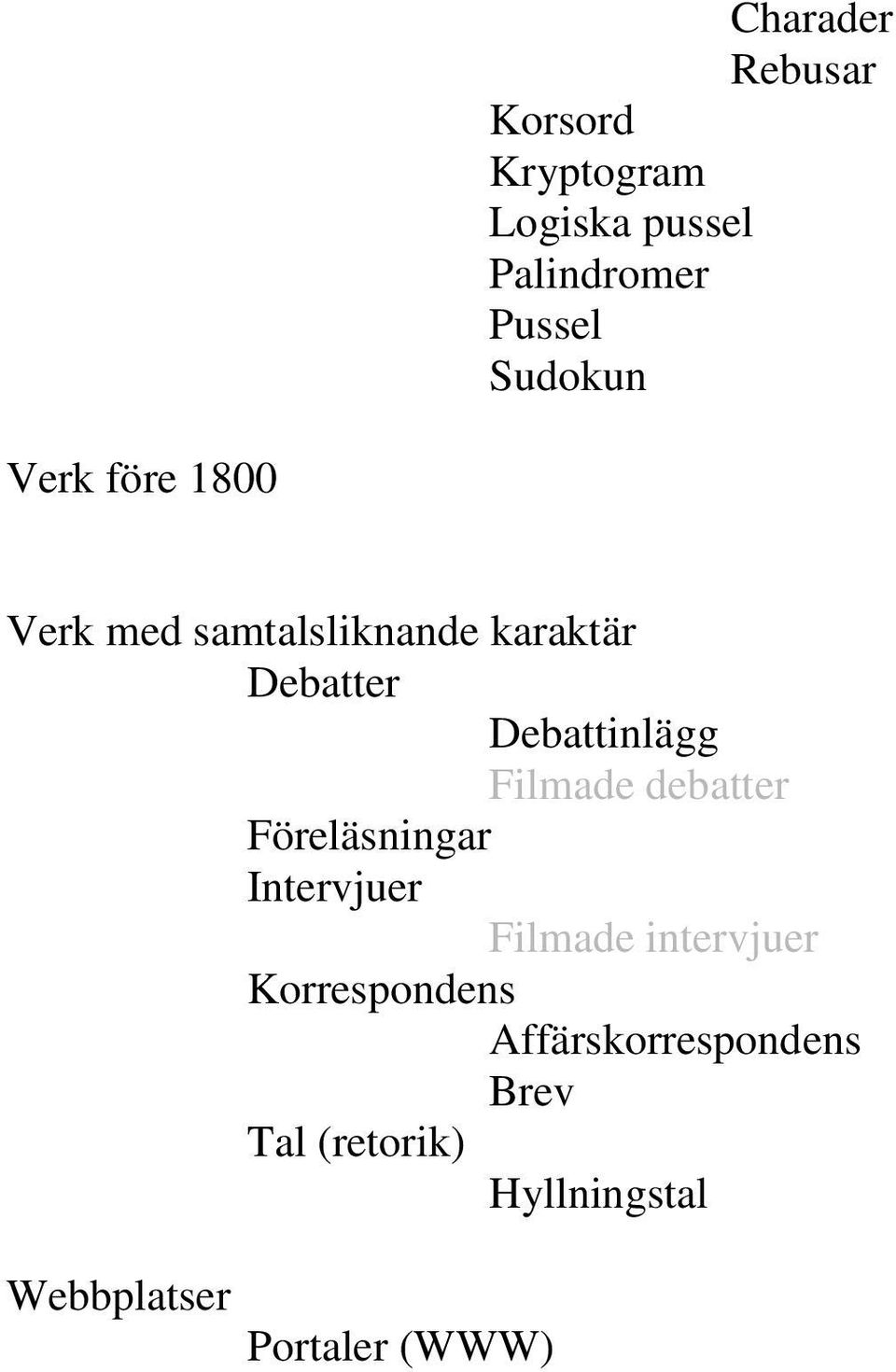 Debattinlägg Filmade debatter Föreläsningar Intervjuer Filmade intervjuer