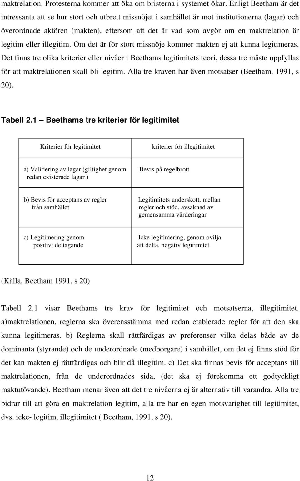 maktrelation är legitim eller illegitim. Om det är för stort missnöje kommer makten ej att kunna legitimeras.