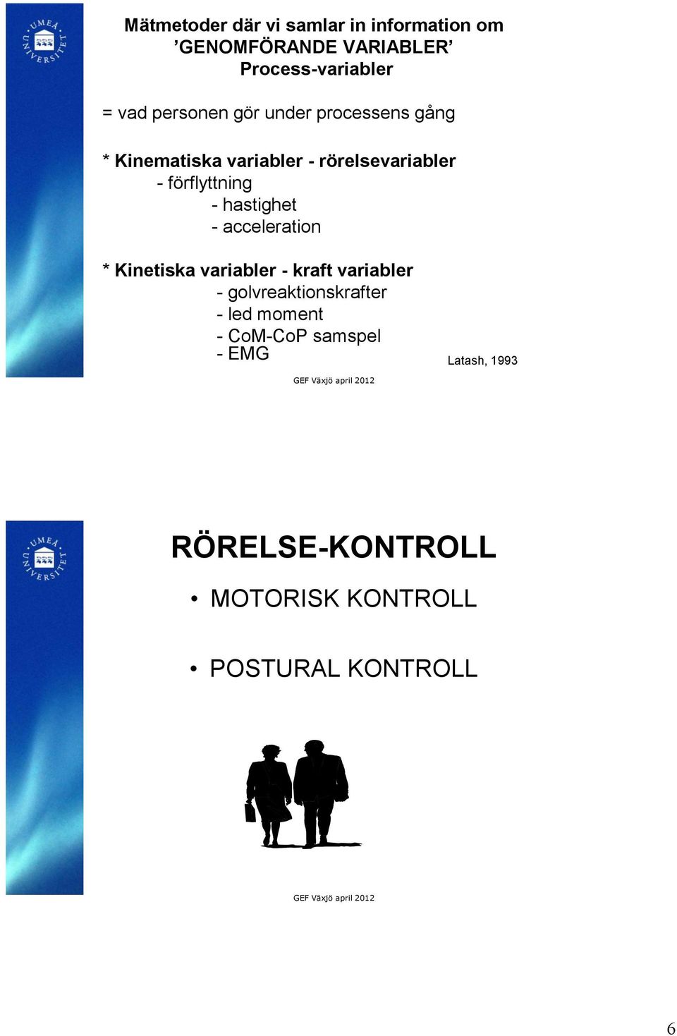 hastighet - acceleration * Kinetiska variabler - kraft variabler - golvreaktionskrafter - led