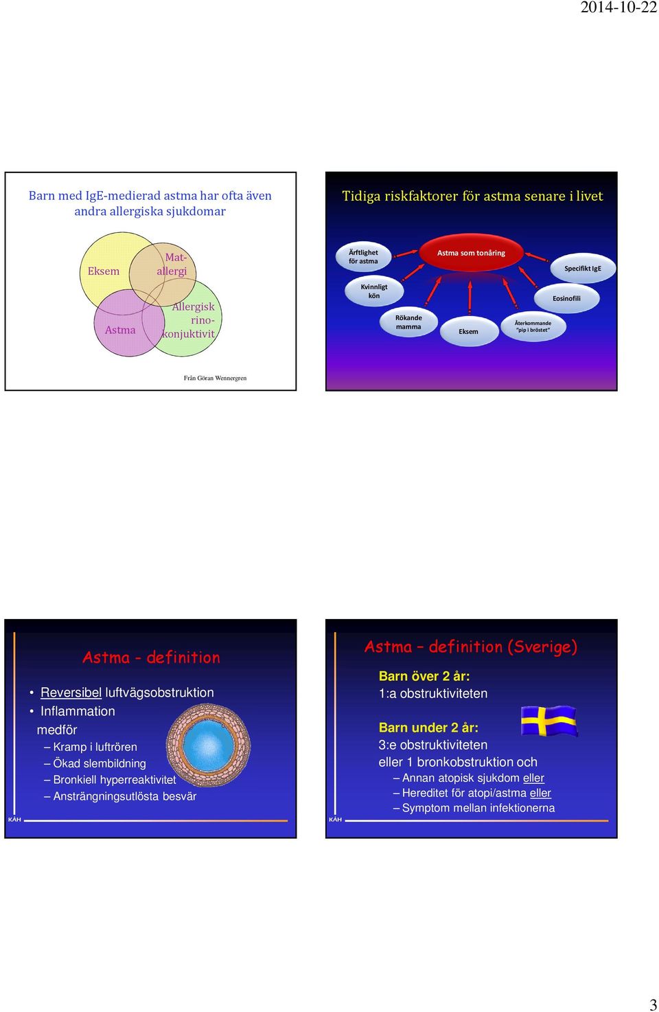 - definition Reversibel luftvägsobstruktion Inflammation medför Kramp i luftrören Ökad slembildning Bronkiell hyperreaktivitet Ansträngningsutlösta besvär Astma definition (Sverige) Barn