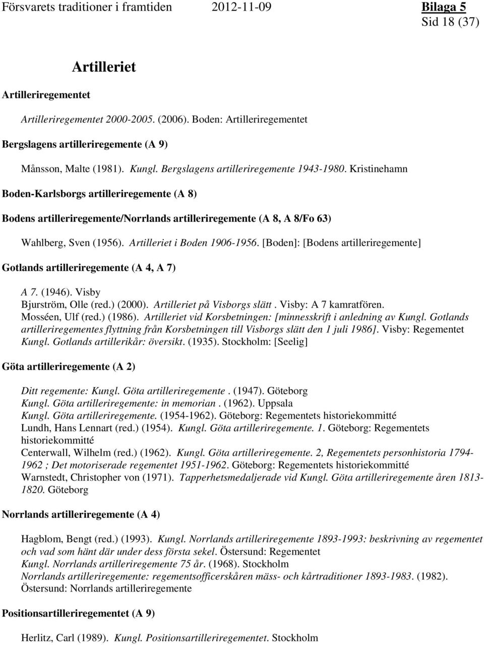 Artilleriet i Boden 1906-1956. [Boden]: [Bodens artilleriregemente] Gotlands artilleriregemente (A 4, A 7) A 7. (1946). Visby Bjurström, Olle (red.) (2000). Artilleriet på Visborgs slätt.