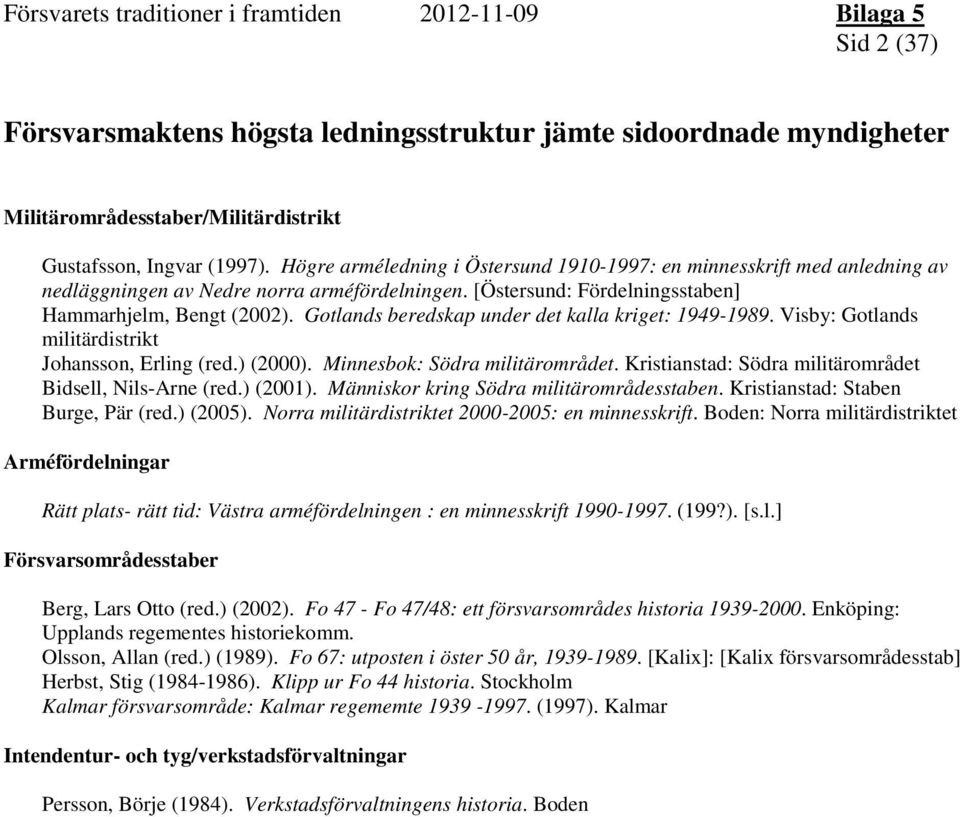 Gotlands beredskap under det kalla kriget: 1949-1989. Visby: Gotlands militärdistrikt Johansson, Erling (red.) (2000). Minnesbok: Södra militärområdet.