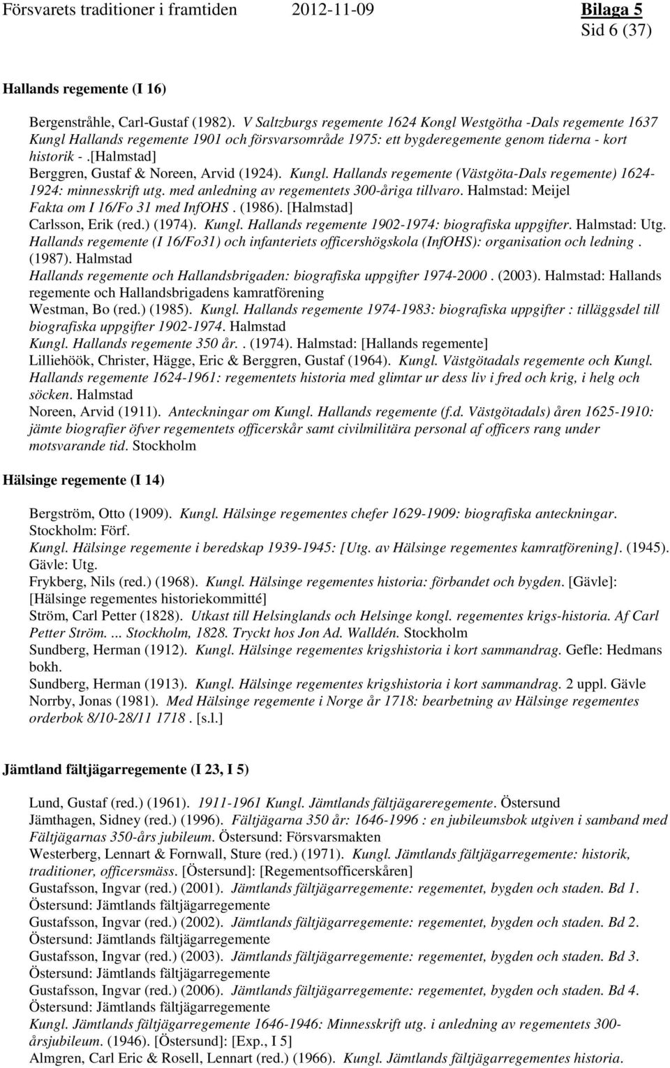 [Halmstad] Berggren, Gustaf & Noreen, Arvid (1924). Kungl. Hallands regemente (Västgöta-Dals regemente) 1624-1924: minnesskrift utg. med anledning av regementets 300-åriga tillvaro.