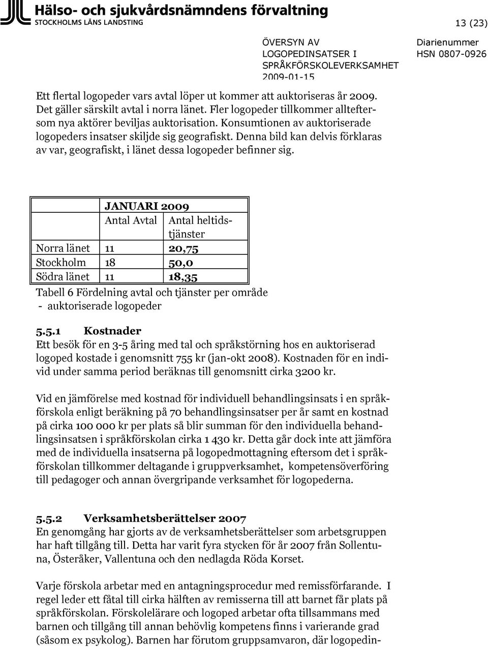 JANUARI 2009 Antal Avtal Antal heltidstjänster Norra länet 11 20,75 