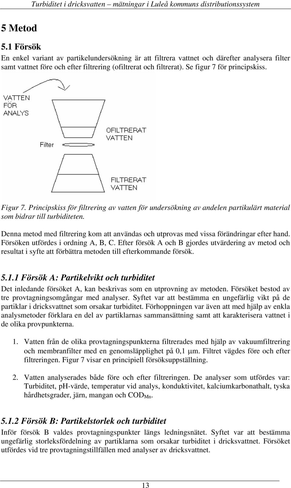 Figur 7. Principskiss för filtrering av vatten för undersökning av andelen partikulärt material som bidrar till turbiditeten.