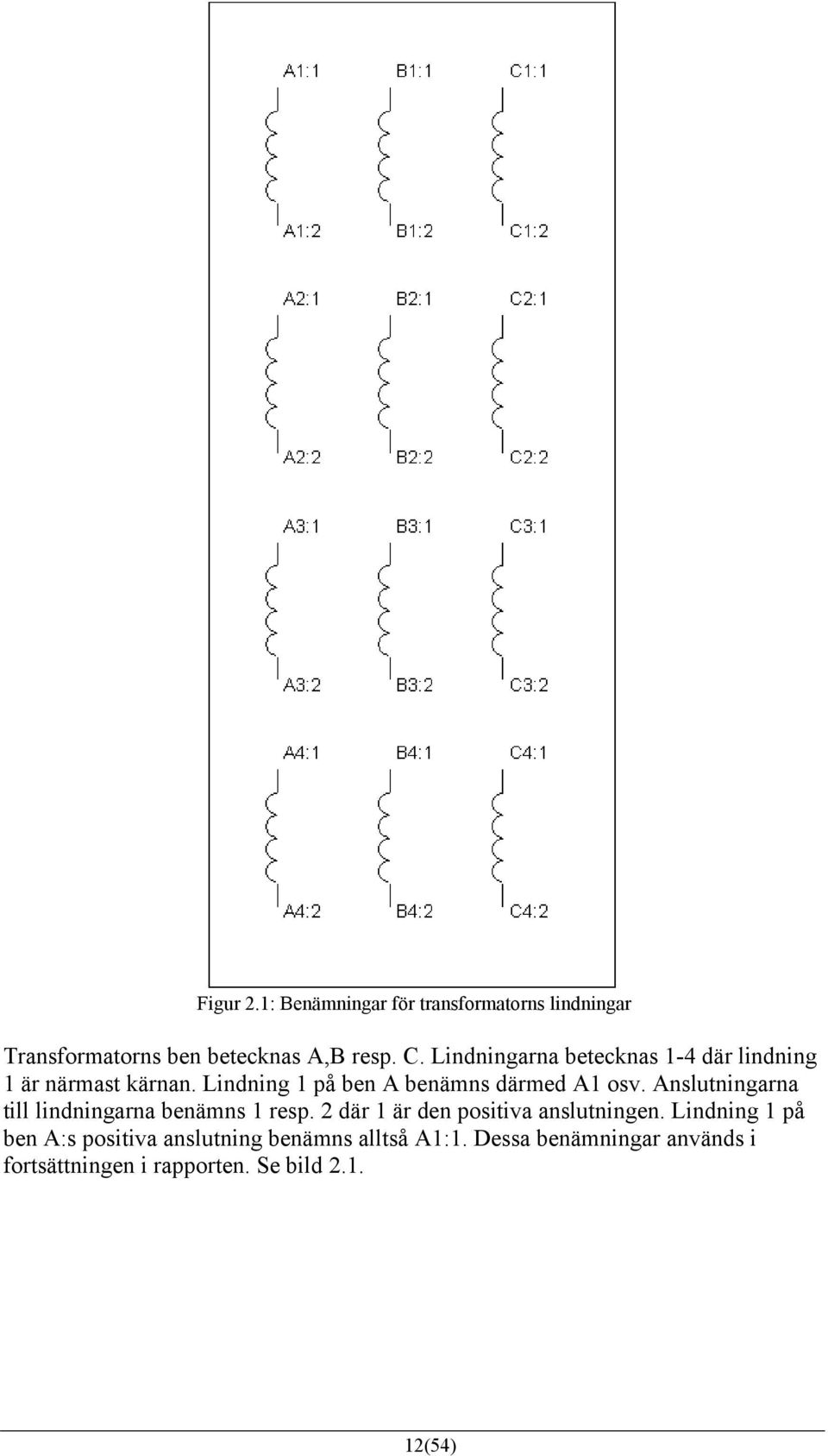 Anslutningarna till lindningarna benämns resp. 2 där är den positiva anslutningen.