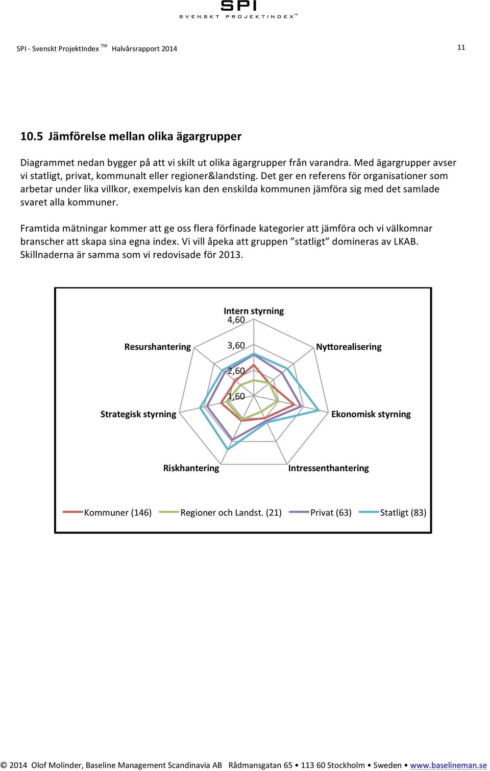 Det ger en referens för organisationer som arbetar under lika villkor, exempelvis kan den enskilda kommunen jämföra sig med det samlade svaret alla kommuner.