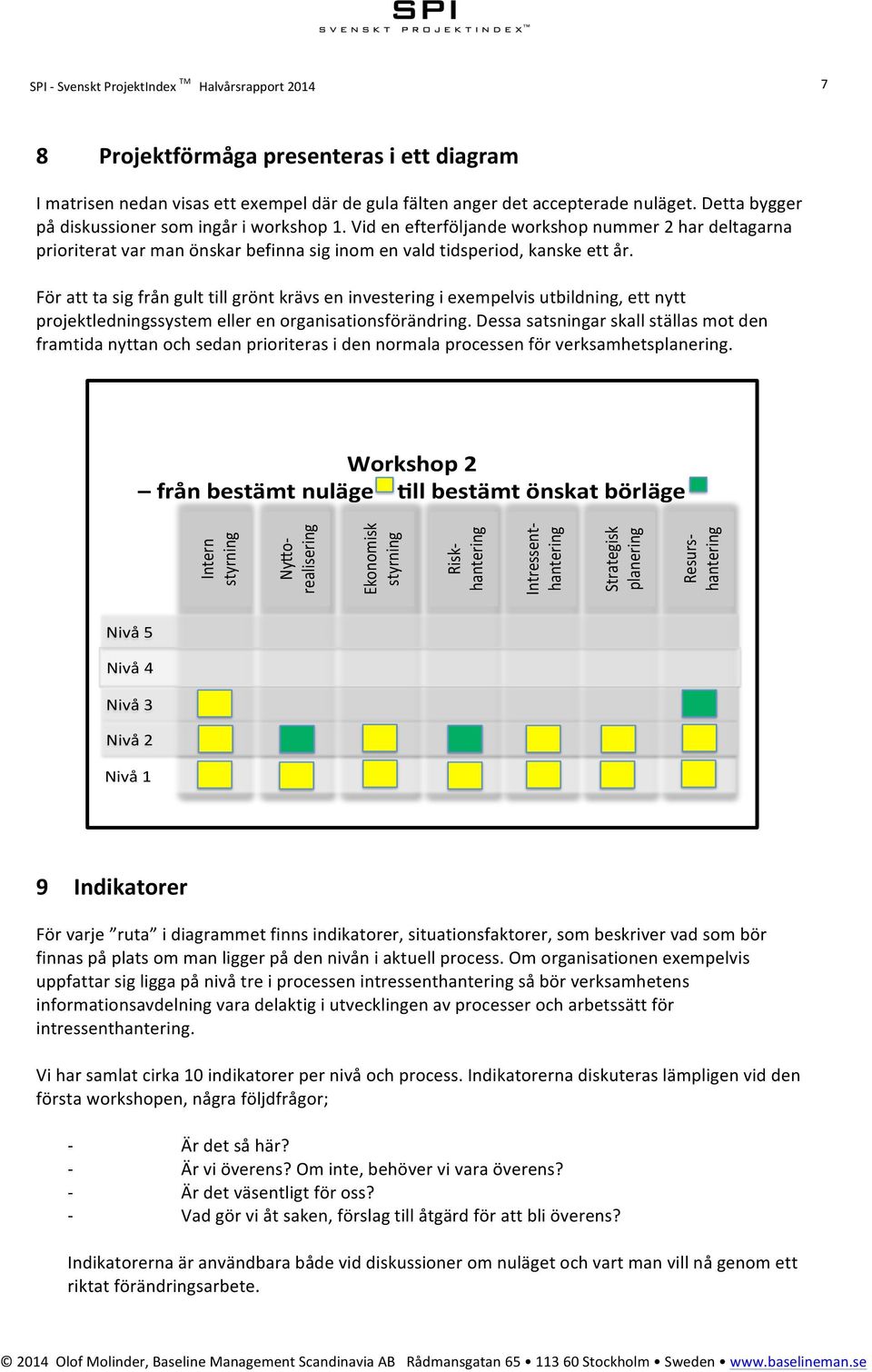 För att ta sig från gult till grönt krävs en investering i exempelvis utbildning, ett nytt projektledningssystem eller en organisationsförändring.