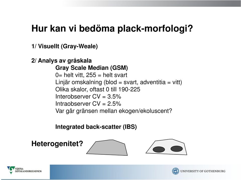 = helt svart Linjär omskalning (blod = svart, adventitia = vitt) Olika skalor, oftast 0