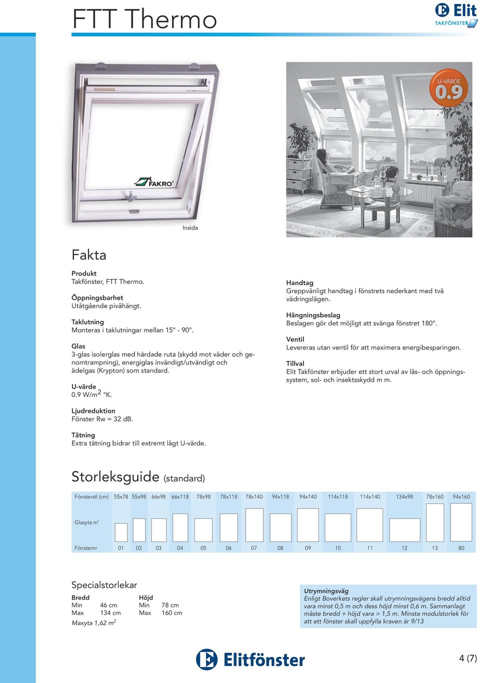 9 W/m 2 K. Levereras utan ventil för att maximera energibesparingen. öppningssystem, sol- och insektsskydd m m.