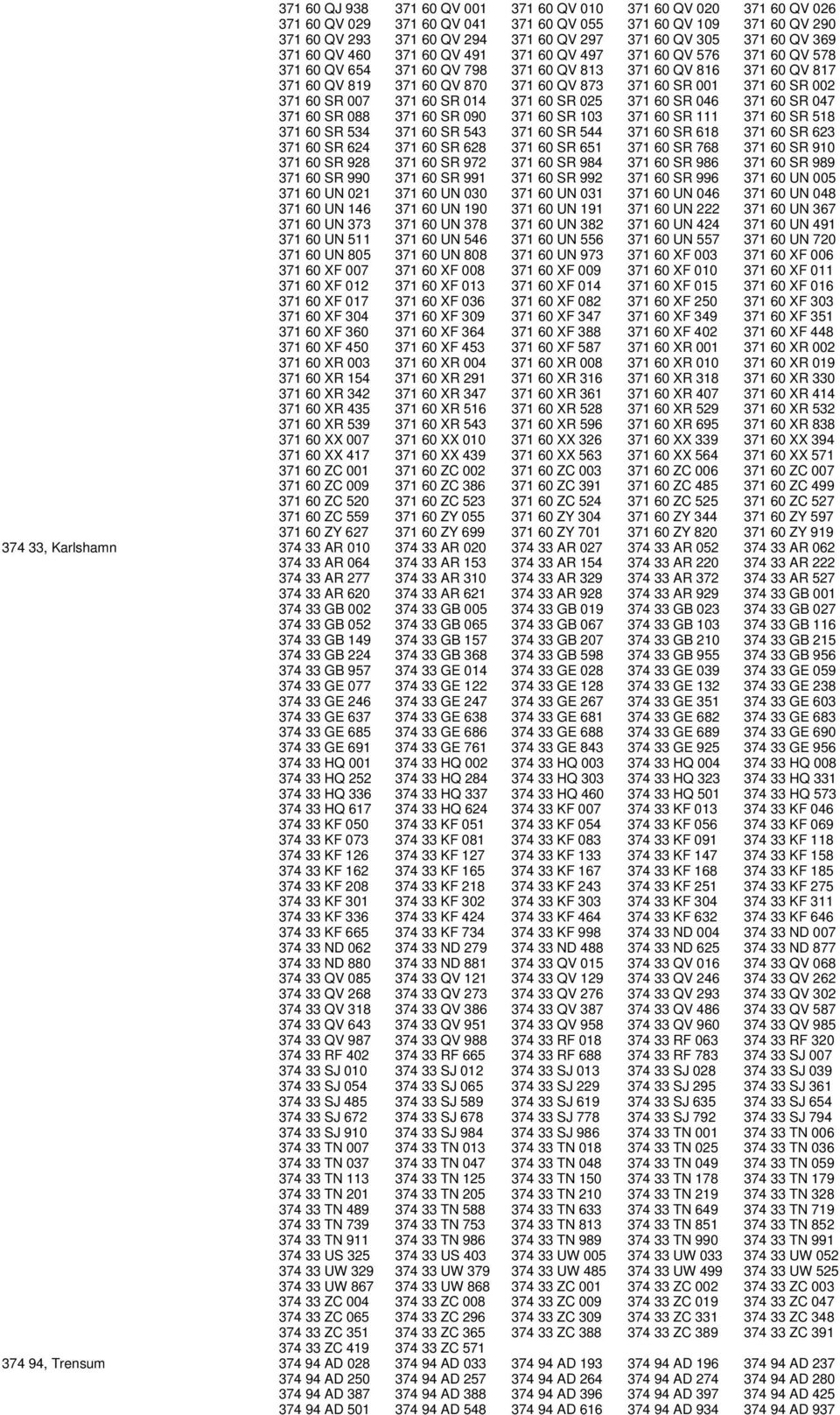 SR 001 371 60 SR 002 371 60 SR 007 371 60 SR 014 371 60 SR 025 371 60 SR 046 371 60 SR 047 371 60 SR 088 371 60 SR 090 371 60 SR 103 371 60 SR 111 371 60 SR 518 371 60 SR 534 371 60 SR 543 371 60 SR