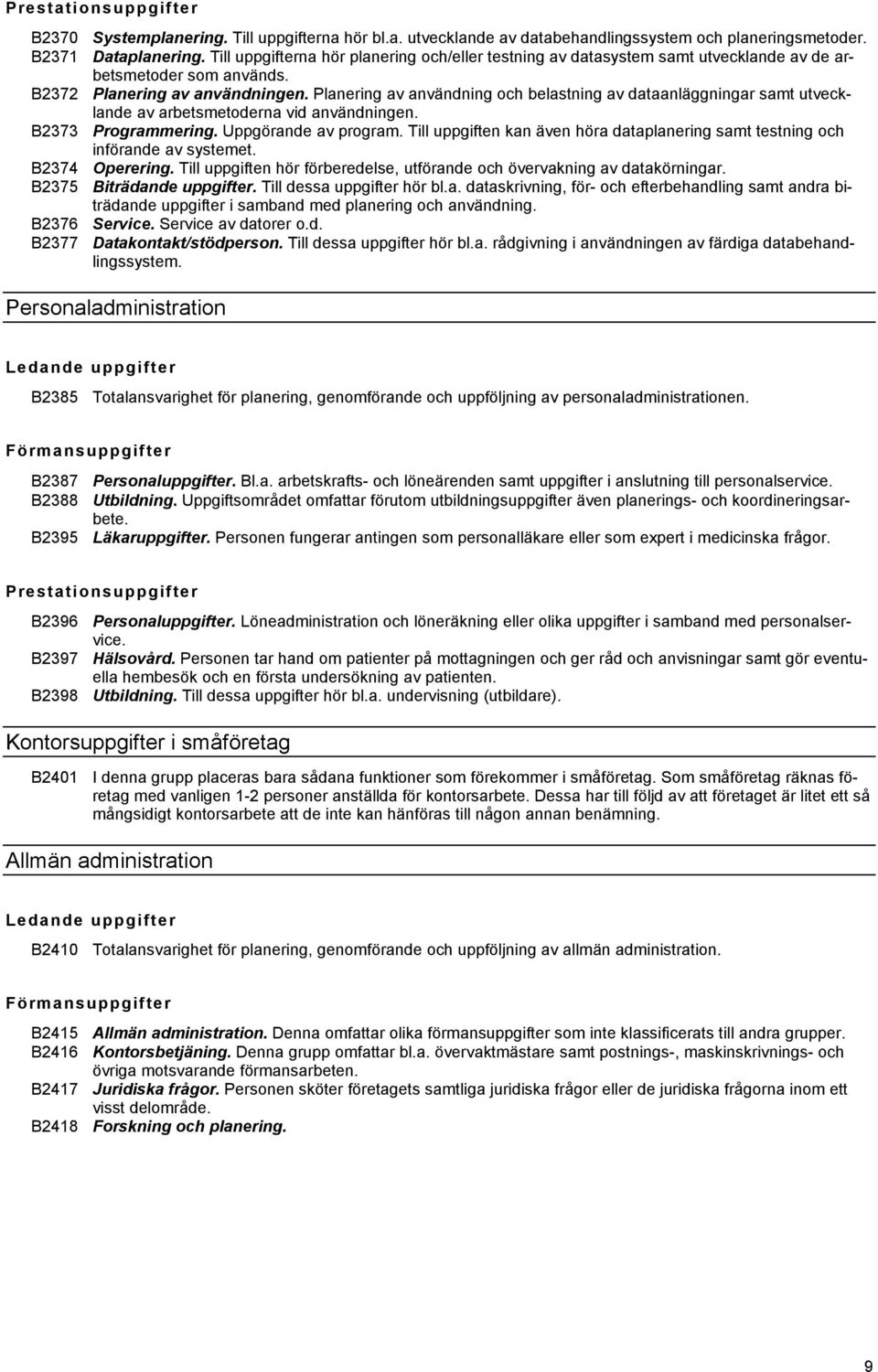 Planering av användning och belastning av dataanläggningar samt utvecklande av arbetsmetoderna vid användningen. B2373 Programmering. Uppgörande av program.