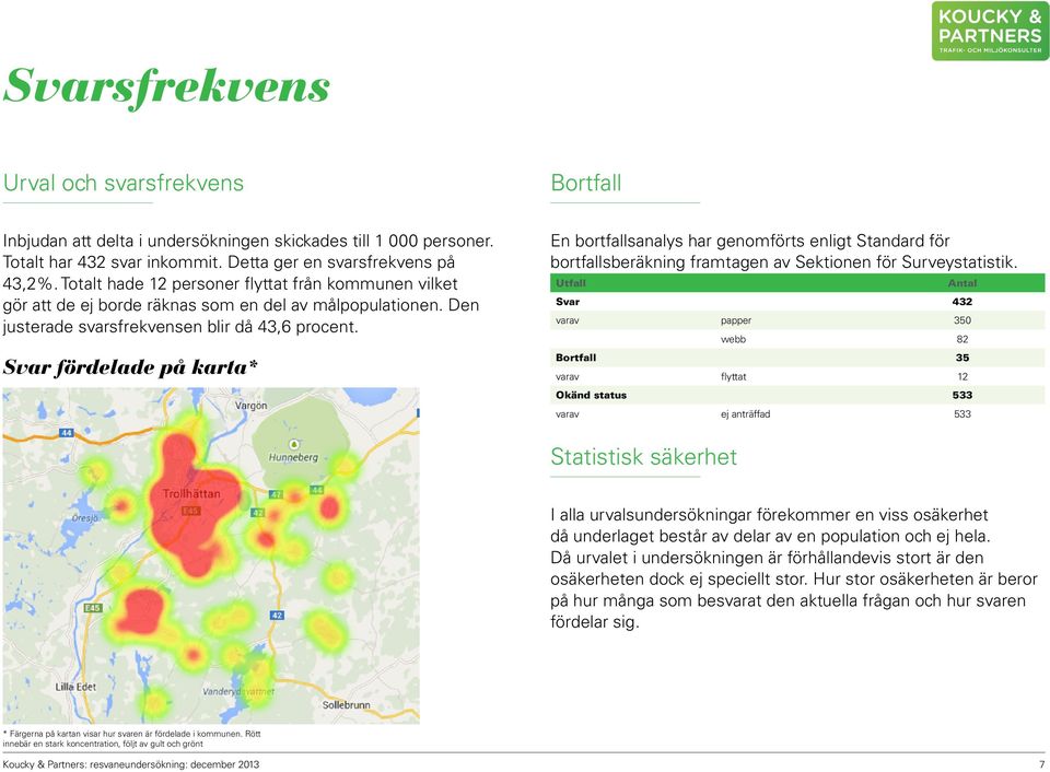 Svar fördelade på karta* En bortfallsanalys har genomförts enligt Standard för bortfallsberäkning framtagen av Sektionen för Surveystatistik.