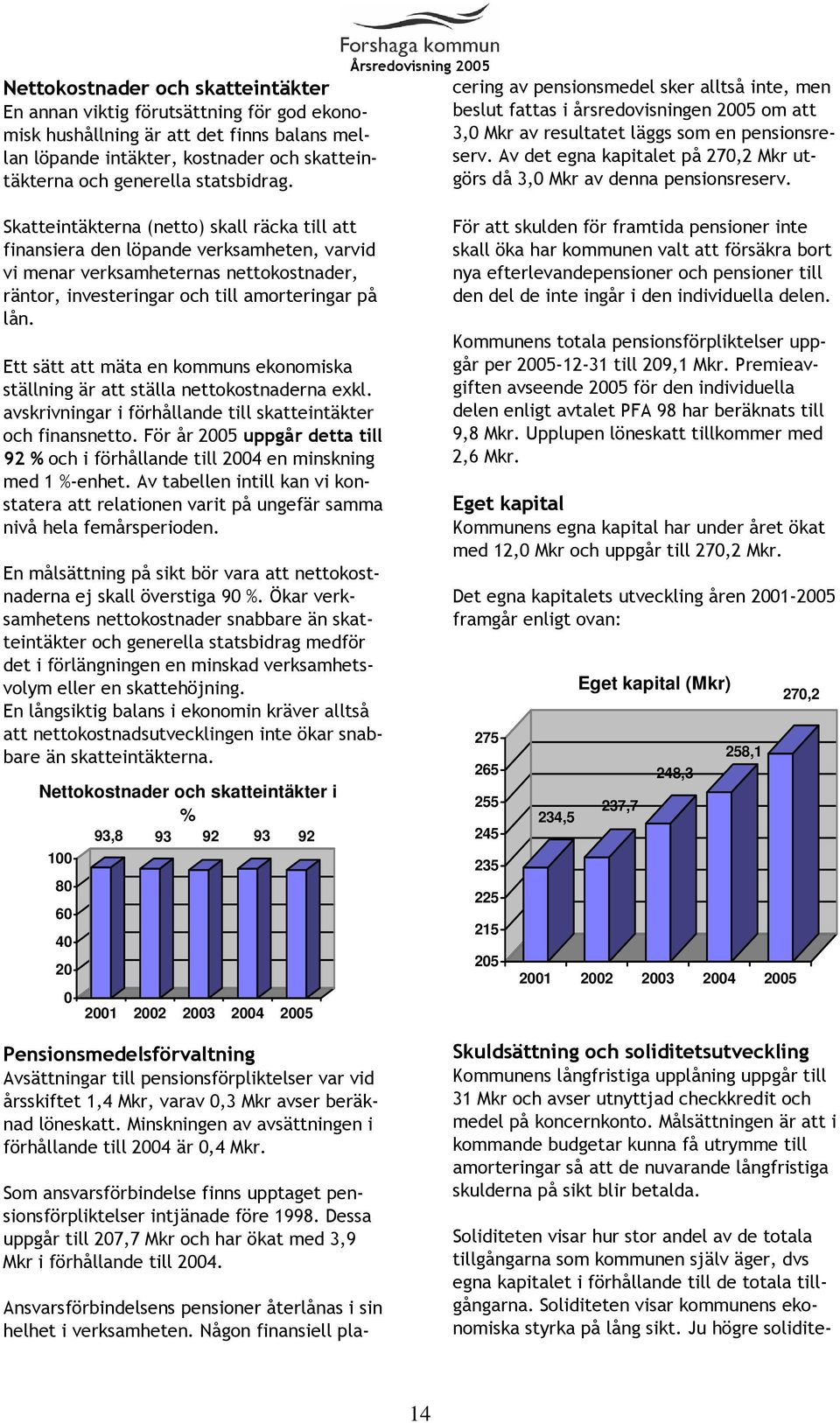 Någon finansiell placering av pensionsmedel sker alltså inte, men beslut fattas i årsredovisningen 2005 om att 3,0 Mkr av resultatet läggs som en pensionsreserv.