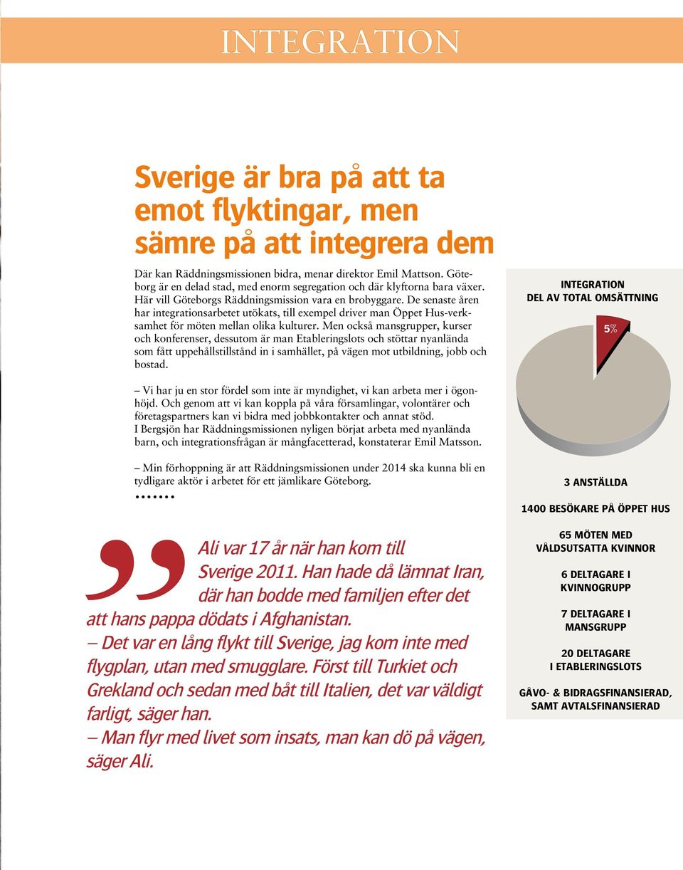De senaste åren har integrationsarbetet utökats, till exempel driver man Öppet Hus-verksamhet för möten mellan olika kulturer.